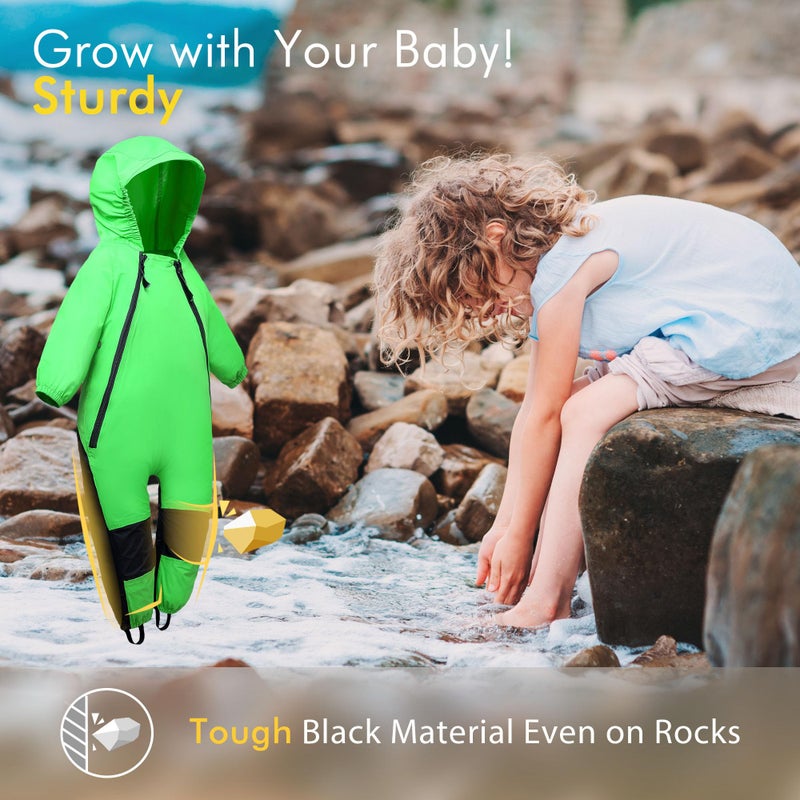 HAPIU Kids Toddler Rain Suit Muddy Buddy Waterproof Coverall,Green,5T,Original - Image 4